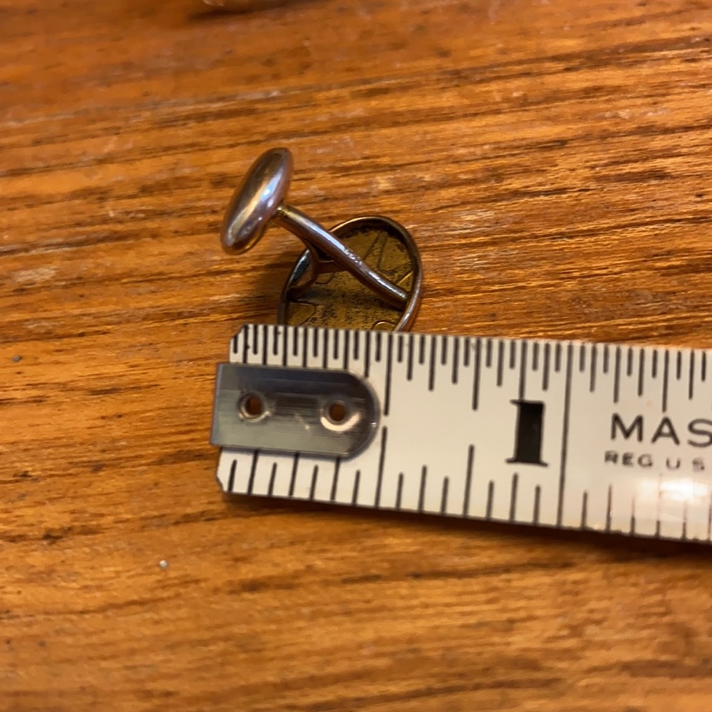VTG oval gold plated floral bean back cuff links - Picture 7 of 7